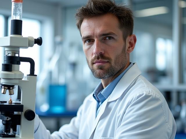 Portrait de Julien Morel, Co-fondateur et Directeur R&D chez Forge Éclat en laboratoire